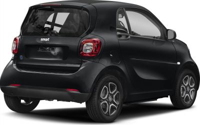 Rear and side view of compact electric microcar