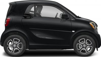 Compact electric car side profile with two doors and alloy wheels.