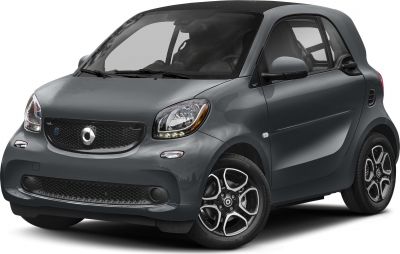 Front-side view of a compact electric two-seater microcar