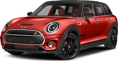 Front and side view of compact car with round headlights and black grille.