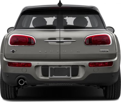Split rear doors with distinctive taillights and Clubman badge
