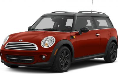 Front-side view of red and black compact station wagon.