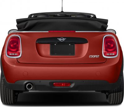 Rear view with folded soft top and taillights