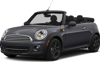 Compact convertible front-side view with lowered soft top
