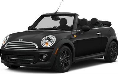 Black convertible with soft-top roof and four seats