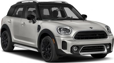 Front view of compact SUV with LED headlights and roof rails