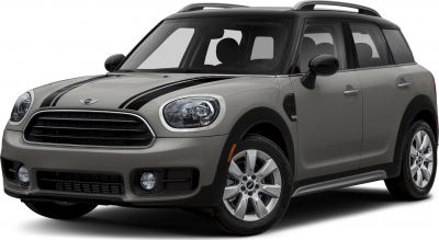 Front-angle view of a compact SUV with roof rails and hood stripes