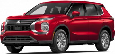 Front and side view with sleek headlights and bold grille