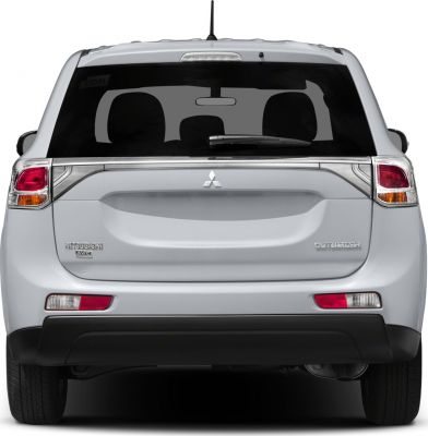 Rear view with chrome trim, tail lights, and rear wiper of an SUV