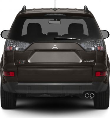 Rear view with tail lights, window, and dual exhaust