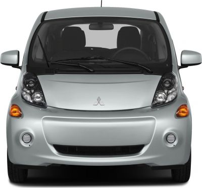 Front view featuring distinctive headlights and compact body design