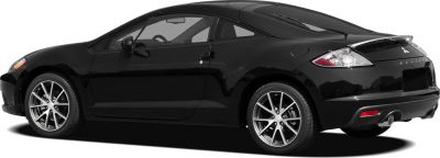Rear side view of a sleek two-door sports coupe with alloy wheels