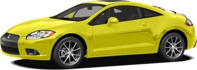 Yellow two-door coupe with sporty alloy wheels and sleek design side view