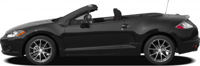 Side profile of a sporty convertible with alloy wheels and open roof.