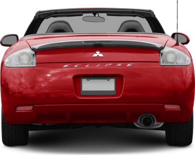 Sporty convertible rear view with tail lights and rear spoiler