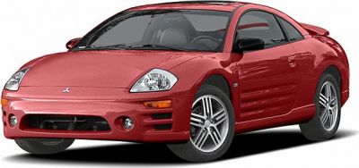 Red coupe with aerodynamic front design and alloy wheels