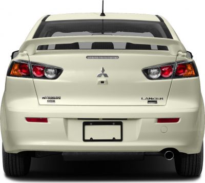 Rear view with spoiler and distinct tail lights