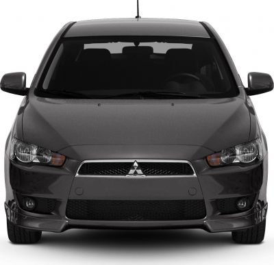 Front view of a car with grille, headlights, and side mirrors visible