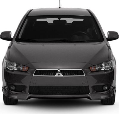 Front view with headlights and grille of a sleek sedan