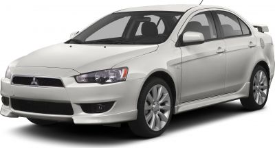 Sporty sedan front side view with alloy wheels