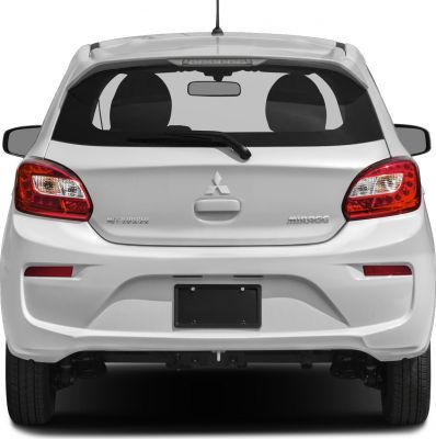 Rear view hatchback with distinctive taillights and rear windshield wiper