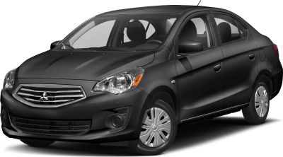 Front and side view of black sedan with distinctive headlight and grille