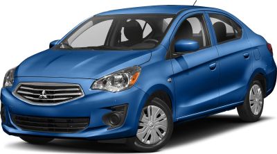 Compact sedan front and side profile with headlights and grille
