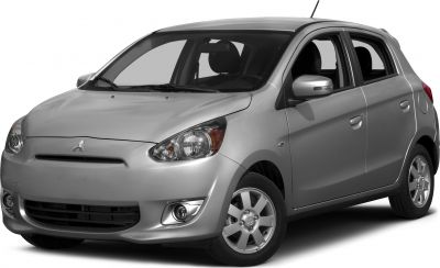 Front 3-quarter view of silver hatchback with highlighted headlight and grille design