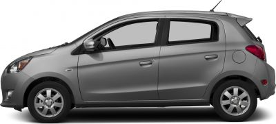 Compact hatchback side profile with alloy wheels and rear spoiler