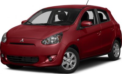 Front side view of compact hatchback with alloy wheels
