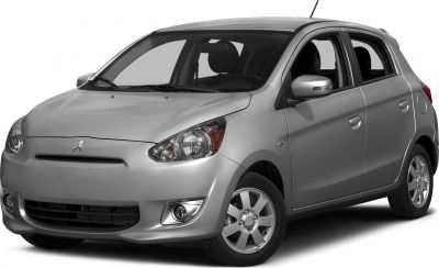 Compact silver 5-door hatchback front-side angle with smooth body lines