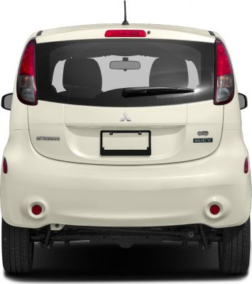 Rear view showing taillights, rear windshield, and hatchback design