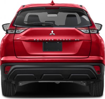 Rear view with distinctive tail lights and black lower bumper.