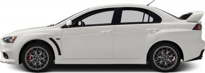 White sport sedan with rear spoiler and alloy wheels