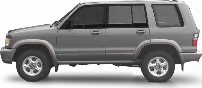 Boxy mid-sized SUV side profile with four doors and alloy wheels