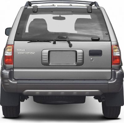 Rear view with roof rails, center rear wiper, and dual tail lights.