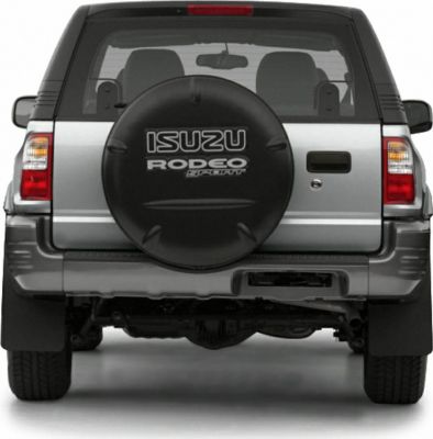 SUV rear with spare tire cover and dual tail lights