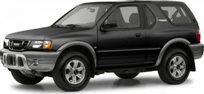 Black rugged SUV with distinctive front grille and protective bumper