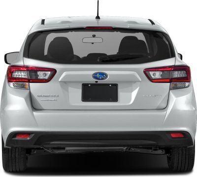 Rear view with hatchback design and distinct Subaru rear lights