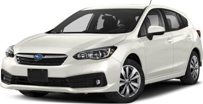 Front and side view of a hatchback with distinct headlights and alloy wheels