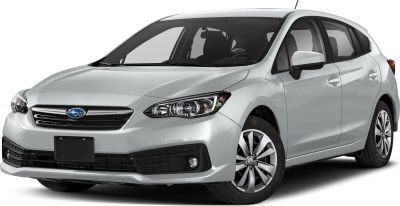 Front three-quarter view of a hatchback with LED headlights and aerodynamic styling