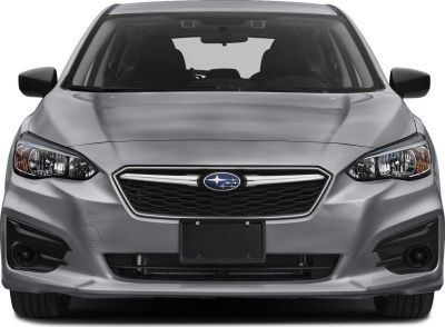 Front view showing grille and headlights of a compact hatchback