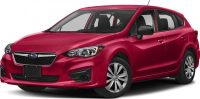 Red hatchback with aerodynamic design and alloy wheels