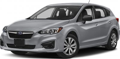 Front side view showing headlights and hatchback design