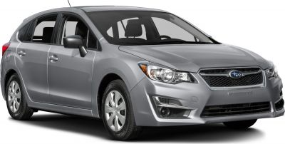 Front angle view of hatchback with headlights and grille