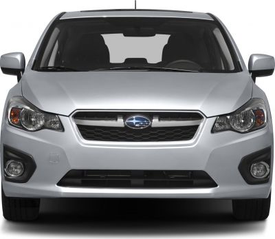 Front view of a sedan with grille, headlights, and fog lights