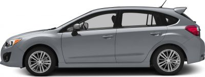 Side view of hatchback with alloy wheels and rear spoiler