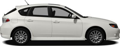 Side profile of compact hatchback with smooth lines and alloy wheels