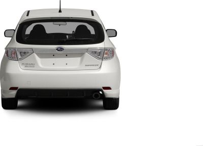 Rear view of hatchback with clear taillights and rear windshield wiper