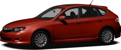 Red hatchback side profile with alloy wheels and sleek design.